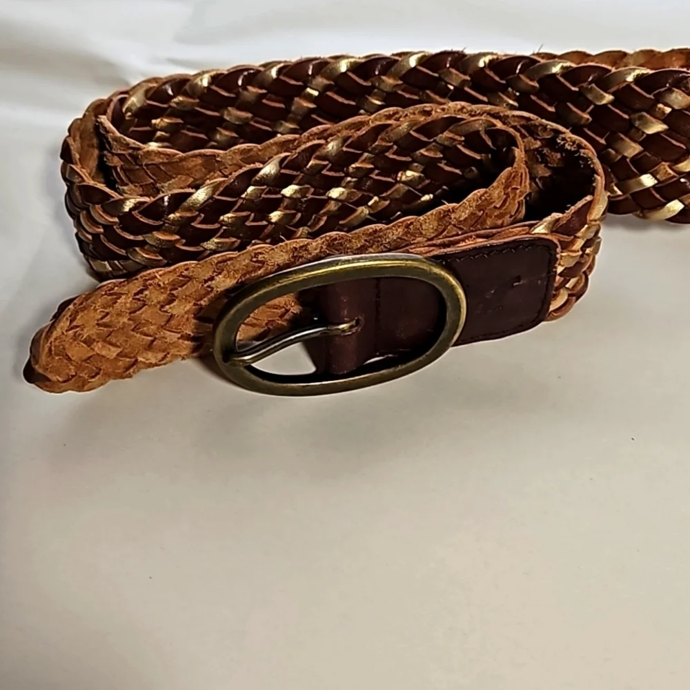 American Eagle Outfitters Women's Boho Braided Genuine Leather Belt Size S/M